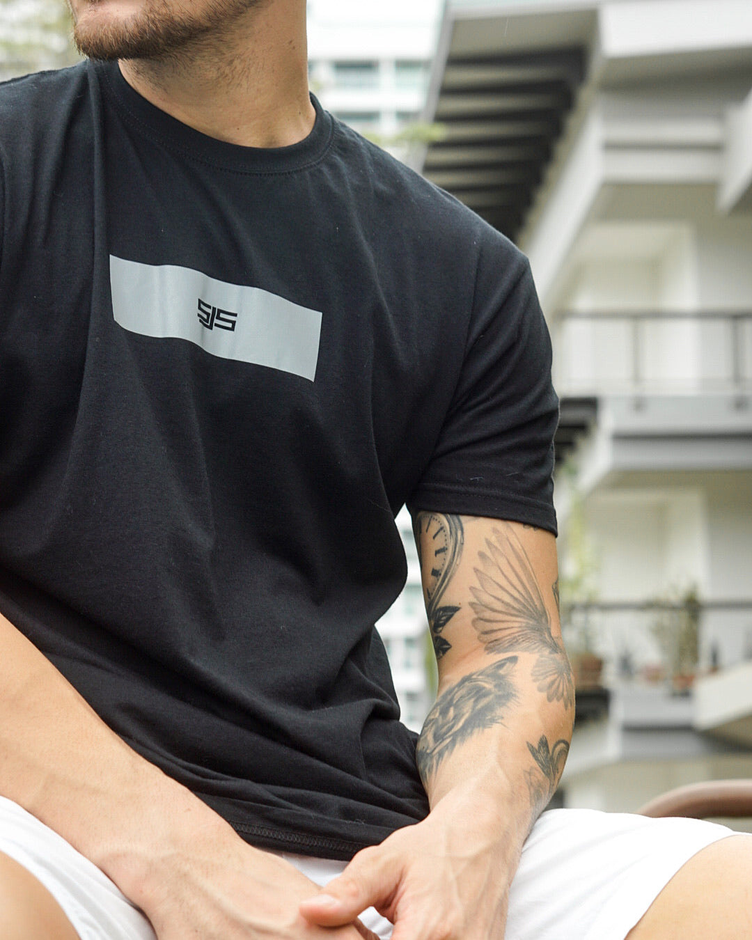 SJSGOALKEEPING BLOCK LOGO T-SHIRT - BLACK/REFLECTIVE